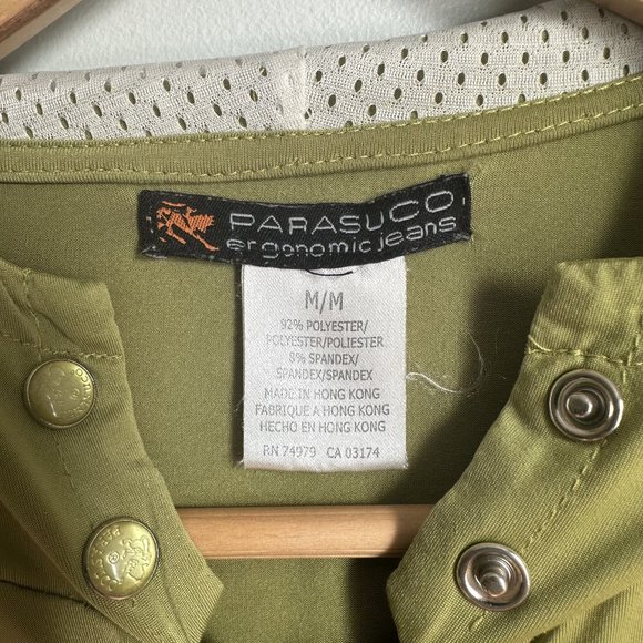 Parasuco Ribbed Silky Pocket Zip Up Forest Green M - Picture 3 of 6